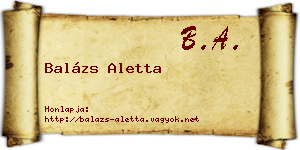 Balázs Aletta névjegykártya